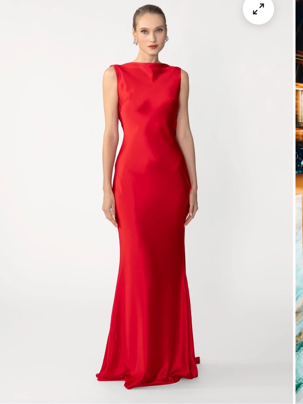 new Sau Lee Callie draped low back gown in Red satin